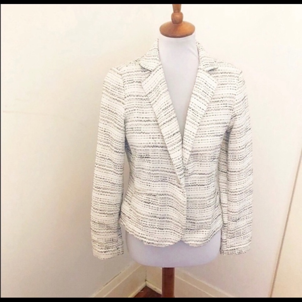 Cabi White black tweed blazer jacket 4